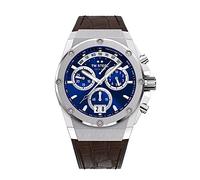 TW Steel ACE Genesis Herren 44mm Quarzuhr mit blauem Zifferblatt braunem Leder auf Kautschukband und Tag/Datumskalender ACE111