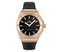 TW Steel Armbanduhr Damen, CEO TECH CE4026, Durchmesser 38 mm, Edelstahl Roségold, Lederarmband Schwarz, 10 ATM