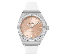 TW Steel CEO Tech Herren 38mm Quarzuhr mit rosa Zifferblatt weißes Silikonarmband CE4032