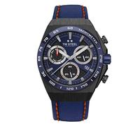 TW Steel CEO Tech Mens 44 mm Quarz-Uhr mit Lederband und Datumskalender, blau, Streifen