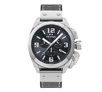TW Steel New Canteen Herren-Quarzuhr mit Lederarmband, 46 mm, Datumsanzeige, Schwarz, Armband: