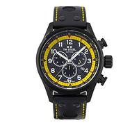 TW Steel Swiss Volante Herren 48mm Quarzuhr mit schwarzem Zifferblatt, schwarzem Lederarmband und Datumskalender SVS301