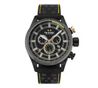 TW Steel Swiss Volante Mens 48 mm Quarzuhr mit Lederband und Datumskalender, Schwarz, Streifen