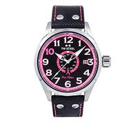 TW Steel Volante Damen-Quarzuhr, 45 mm, rosa Zifferblatt, Textilband, Datumsanzeige, Schwarz, Gurt