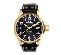 TW Steel Volante Herren 45mm Quarzuhr mit 3-Zeiger-Uhrwerk und schwarzem Lederarmband