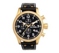 TW Steel Volante Herren 48mm Quarzchronographenuhr mit schwarzem Lederarmband
