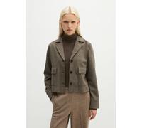 Jerseyblazer MARC O'POLO "Bio-Baumwolle-Polyester-Viskose-Stretch-Mix", Damen, Gr. 42, schwarz braun, Obermaterial: 57% Baumwolle, 36% Polyester, 6% Viskose, 1% Elasthan, unifarben, relaxed fit, 1-Kno