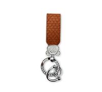 Tweegy Auto-Schlüsselanhänger für Damen - Bär mit glitzernden Strasssteinen, Geflochtenes PU-Leder Design, eleganter Taschenanhänger mit Karabiner & D-Ring, inkl. Schraubendreher (Braun)