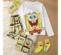 Tween-Jungen Cartoon Muster Strick Loose Fit Rundhals Langarm Top und Hose Pyjama Set, Herbst/Winter