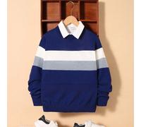 Tween Jungen Sweatshirt im Jacquard-Stil mit Kontrastfarben, erschwinglich für den ersten Schultag, kann kombiniert werden mit Tween Jungen Hemd, weiß