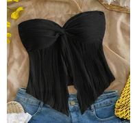 Tween Mädchen Casual Urlaubs Minimalist Komfortable Asymmetrischer Saum Twist Schlitz Strukturierter Stoff Trägerhemd Camisole