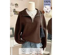 Tween Mädchen Halb-Reißverschluss Langarm Sweatshirt für den täglichen Gebrauch, Herbst/Winter Outfit, Schulanfang, Lässig, Gestrickt, Minimalistisch,