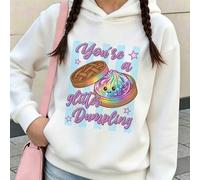 Tween Mädchen Herbst Winter Pullover Hoodie, Kawaii Glitzer Dumpling & Bambus-Dämpfer Frontdruck Slogan Sweatshirt, Lässig Schule Alltag Kapuzenoberte