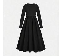 Tween Mädchen Kleid im Teenager-Alter mit einfachem, elegantem gerafftem, strukturiertem und Einfarbigem elastischem Webmaterial, Langarm