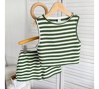 Tween-Mädchen Lässiges gestricktes ärmelloses Tanktop mit Rundhalsausschnitt und Shorts, 2-teiliges Set