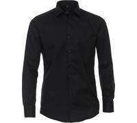 Größe 38 Venti Hemd Grau Uni Twill Langarm Modern Fit Tailliert Kentkragen 100% Baumwolle Bügelfrei
