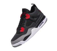 Twinice Herren Damen Retro Sneaker Schuhe Skateboardschuhe Turnschuhe mit Luftpolster Große Größen Sportschuhe Basketballschuhe Rotgrau EU 41