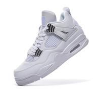 Twinice Herren Damen Retro Sneaker Schuhe Skateboardschuhe Turnschuhe mit Luftpolster Große Größen Sportschuhe Basketballschuhe Silber EU 46