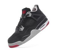 Twinice Herren Damen Retro Sneaker Schuhe Skateboardschuhe Turnschuhe mit Luftpolster Große Größen Sportschuhe Basketballschuhe Schwarz und Rot EU 41