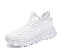 Twinice Slip on Sneaker Damen Herren Fußbogenstütze Orthopädische Schuhe Atmungsaktiv Leichte Schlupfschuhe Hände frei Slip in Turnschuhe Laufschuhe Sportschuhe Weiß EU 42