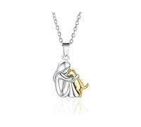 Two Tone Dainty I Love My Dog Chain Necklace, Forever In My Heart Pet Lover Puppy Mom Rescue Charm Pendant (Silver & Gold)