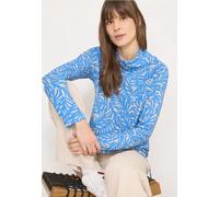 Langarmshirt CECIL, Damen, Gr. S (38), fountain blau melange, Stoff, 67% Viskose, 28% Polyester, 5% Elasthan, gemustert, comfort fit normal, Rundhals, normaler Saum, Shirts Langarmshirt, mit Schalkrag