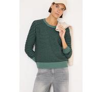 Cecil Damen Two-Tone Strukturpullover in Grün, Gr: XL