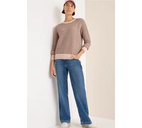 Strickpullover CECIL, Damen, Gr. L (42), beige (cocoa taupe), Feinstrick, 30% Polyester, 29% Polyacryl, 21% Viskose, 20% Nylon, Strukturmuster, comfort fit normal, Rundhals, Bündchen, Pullover Strickp