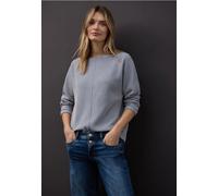 Street One Two-Tone Strukturshirt Damen U-Boot-Ausschnitt 3/4-Arm Blau Größe 36