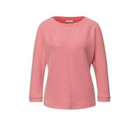 Strickpullover STREET ONE, Damen, Gr. 36, striking coral, Strick, Obermaterial: 52% Polyester, 32% Baumwolle, 13% Viskose, 3% Elasthan, gemustert, lässig geschnitten hüftbedeckend, U-Boot-Ausschnitt,