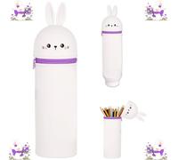 TwoduYoo Super weiches Federmäppchen, Kawaii (Häschen) Federmäppchen aus Silikon, wasserdicht und superweich, 22cm Max Höhe, Soft Pencil Case