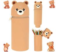 TwoduYoo Super weiches Federmäppchen, Kawaii (Kleiner Braunbär) Federmäppchen aus Silikon, wasserdicht und superweich, 22cm Max Höhe, Soft Pencil Case