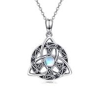 Twoowl Keltische Dreifaltigkeits Halskette 925er Sterlingsilber Friedenszeichen Anhänger Halskette Triquetra Halskette Keltische Schmuck Weihnachtsgeschenke für Frauen und Männer
