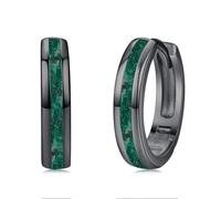 Twoowl Malachit Ohrringe 925er Sterlingsilber Schwarz Vergoldet Grüne Creolen Malachit Schmuck Geburtstagsgeschenk für Frauen Männer Freunde