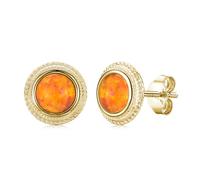 Twoowl Ohrstecker aus 14 Karätig Vergoldetem 925er Sterlingsilber mit Feueropal Orangefarbener Opal Schmuck, Geburtsstein Oktober Geschenkidee für Frauen Mütter