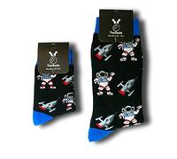 TwoSocks lustige Socken | Astronaut Socken, Vater Sohn Partnerlook, Mama Kind Partnerlook, 2x Socken Set, Einheitsgröße