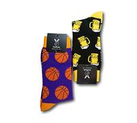 TwoSocks Socken - Fußball Football Basketball Tennis Mann Frau - Größe 36-46 - Strümpfe Socks Socke Strumpf lustig witzig (Stadion (Basketball + Bier schwarz))