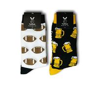 TwoSocks Socken - Fußball Football Basketball Tennis Mann Frau - Größe 36-46 - Strümpfe Socks Socke Strumpf lustig witzig (Super (Football + Bier schwarz))