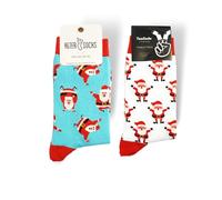 TwoSocks Weihnachtsmann Socken Herren & Damen lustige und witzige Strümpfe als Geschenk, Baumwolle, Einheitsgröße (Santa + Santa)