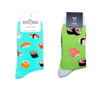 TwoSocks Weihnachtsmann Socken Herren & Damen lustige und witzige Strümpfe als Geschenk, Baumwolle, Einheitsgröße (Sushi Liebe)