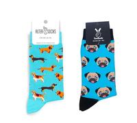 TwoSocks Weihnachtsmann Socken Herren & Damen lustige und witzige Strümpfe als Geschenk, Baumwolle, Einheitsgröße (Hunde Liebe)