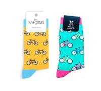 TwoSocks Weihnachtsmann Socken Herren & Damen lustige und witzige Strümpfe als Geschenk, Baumwolle, Einheitsgröße (Fahrrad Liebe)