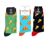 TwoSocks Weihnachtsmann Socken Herren & Damen lustige und witzige Strümpfe als Geschenk, Baumwolle, Einheitsgröße (Pizza Liebe)