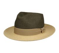 Twotone Toyo Fedora Raffiahut by Stetson dunkeloliv L (58-59 cm)