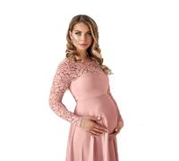 TXLEAPEY Weißes Umstandskleid aus Chiffon und Spitze for Fotoshootings, lang, ausgehöhlt, Umstandsfotografie-Requisiten, Kleider for Schwangere(Pink,XL)