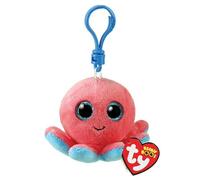 TY Schlüsselring, Beanie Boos Clips-Oktopus-Sheldon-Rot, Korallenaugen, blau, glitzernd, mit großen Augen, 12 cm, Mehrfarbig, T35255