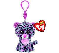 Ty 36616 - Tasha Clip Leopard mit Glitzeraugen Beanie Boo's, 8.5 cm, pink/grau