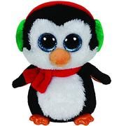 TY 41125 41125-North-Pinguin mit Schal und Glitzeraugen, Beanie Boo's, X-Mas, 15 cm