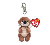 Ty Beanie Bellies Clips Ring für Schlüssel aus Plüsch, Mitch die Lontra mit goldenen Glitzeraugen, Plüschtiere mit weichem Bauch, 12 cm, T43101