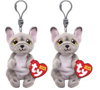 TY Beanie Bellies Clips Ring für Schlüssel aus Plüsch, Wilfred Der Hund mit goldenen Glitzeraugen, Plüschtiere mit weichem Bauch 12 cm T43111 (Packung mit 2)